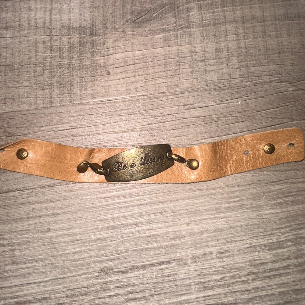 Lenny and Eva Brown Leather Bracelet with Metal Plate